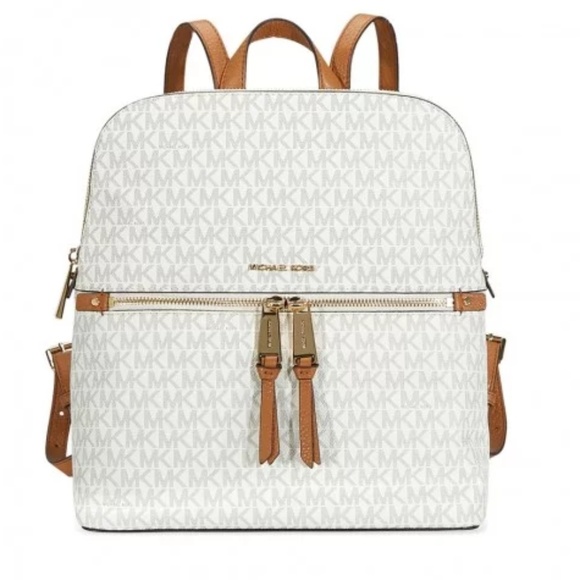 MICHAEL Michael Kors Handbags - Michael Kors Rhea Medium Slim Logo Backpack Vanill